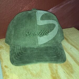 Green Seattle olive green corduroy adjustable strap brand new hat baseball Cap
